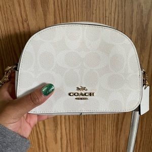 WHITE MINI COACH CROSS BAG